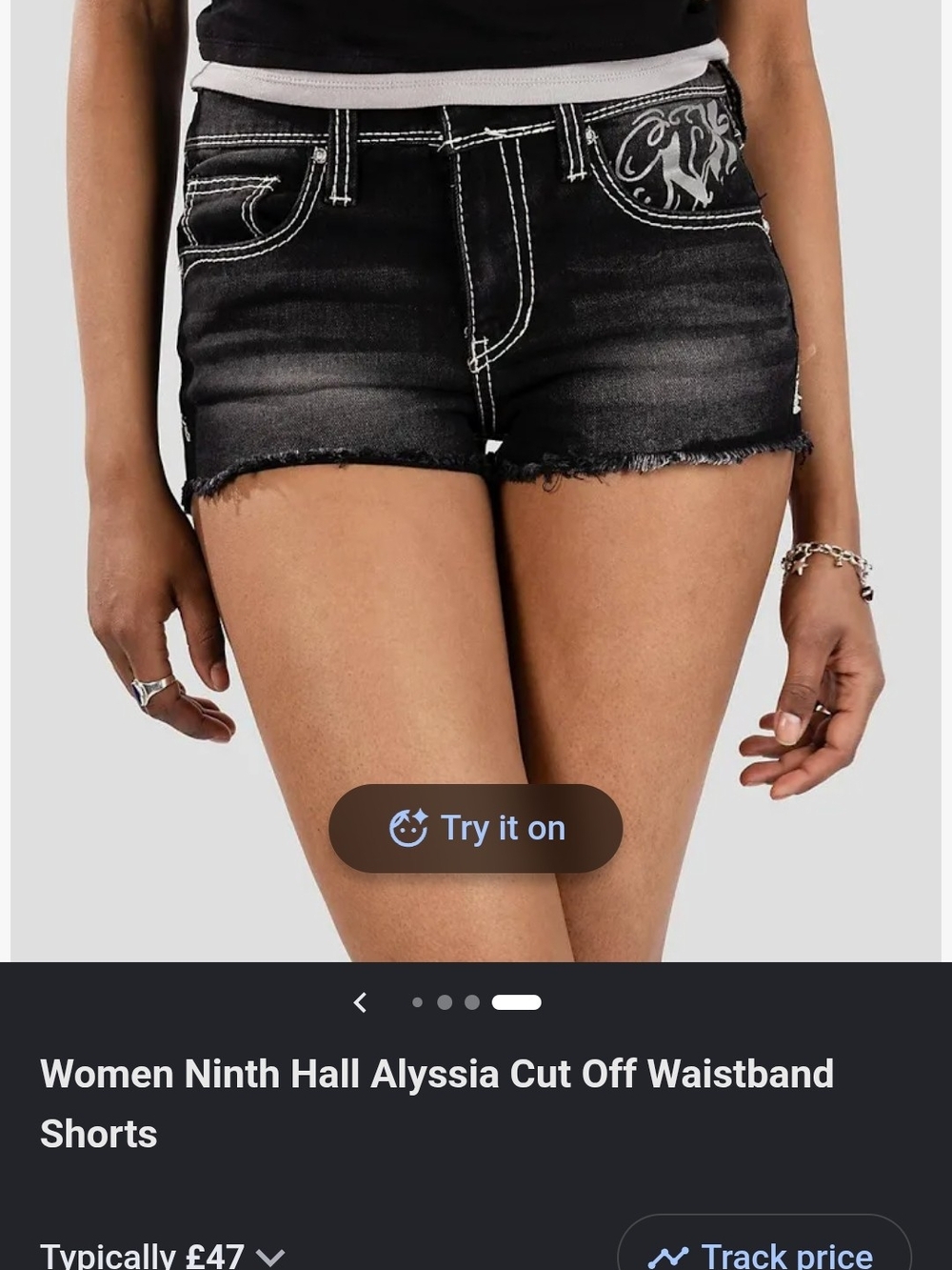 Ninth Hall Alyssia Black Cut-Off Denim Shorts